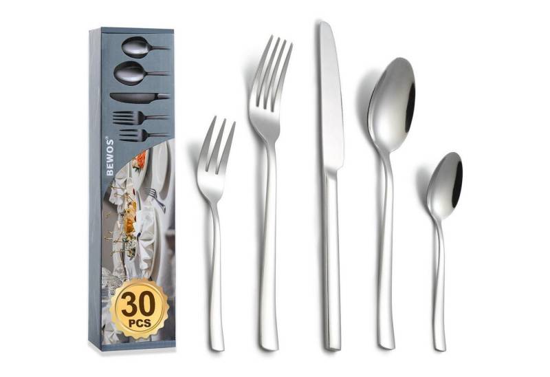 LuxusKollektion Kochbesteck-Set Besteckset 30 Stück Silberne Quadratische Griffe 30 Stück von LuxusKollektion