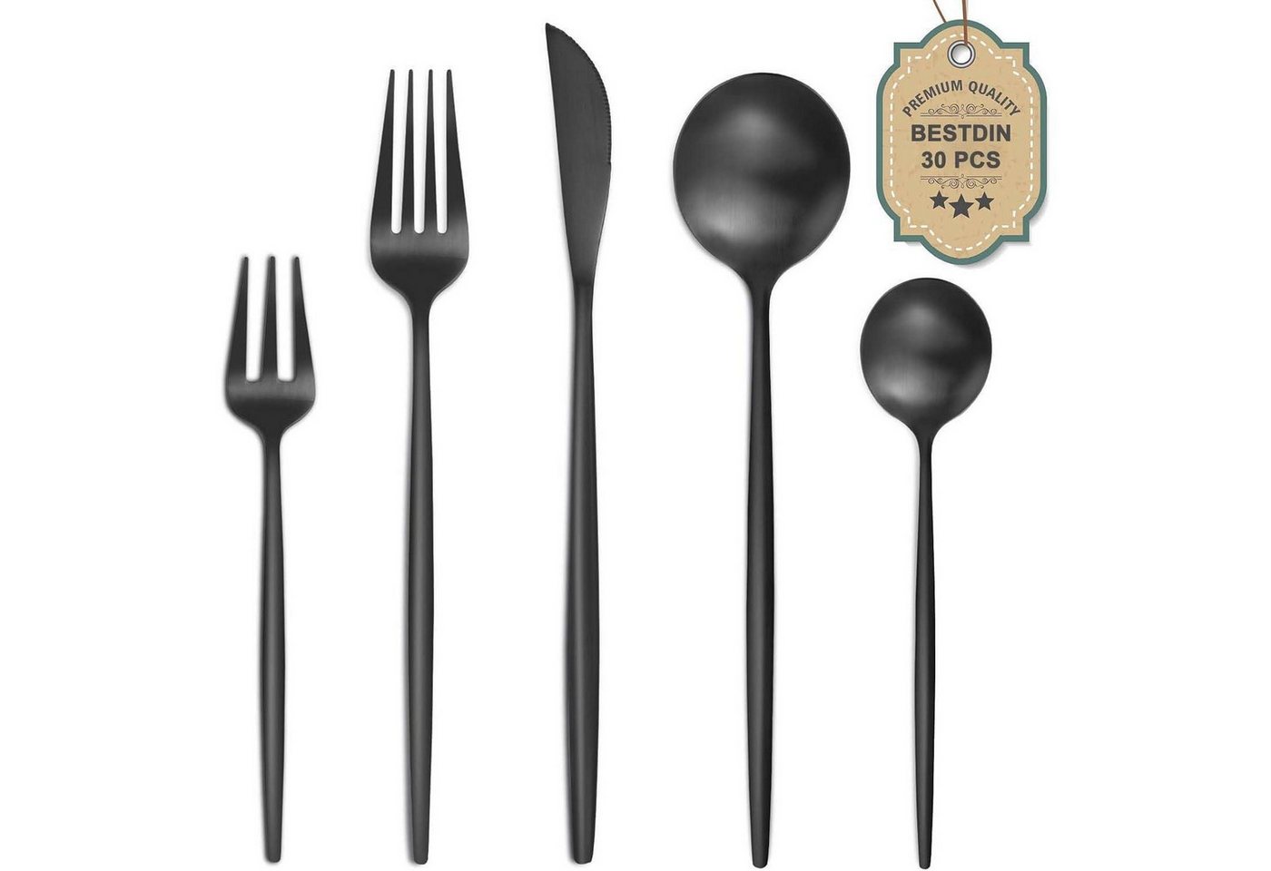 LuxusKollektion Kochbesteck-Set Besteckset 6er Edelstahl Messer Gabel 30 teilig Schwarz 30teilig LuxusKollektion Kochbesteck-Set Besteckset 6er Edelstahl Messer Gabel 30 teilig Schwarz 30teilig von LuxusKollektion