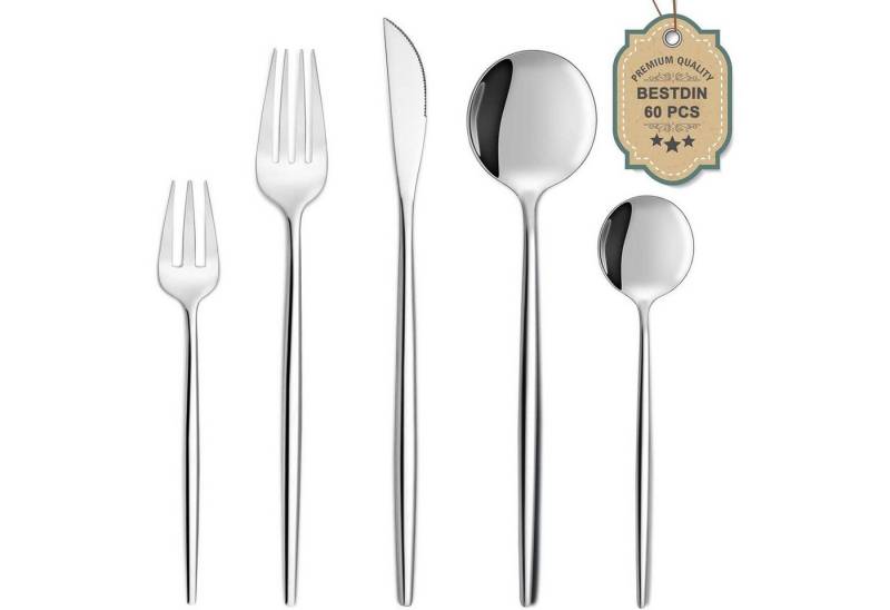LuxusKollektion Kochbesteck-Set Besteckset Edelstahl 12 Personen Messer 60 teilig 60 Teilig silber von LuxusKollektion