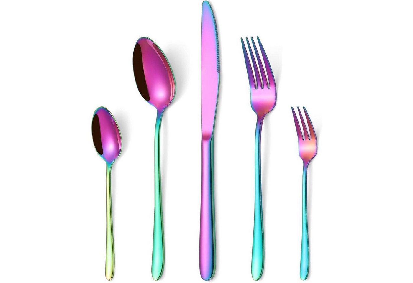 LuxusKollektion Kochbesteck-Set Besteckset Edelstahl Messer Gabel Löffel 30 Teilig Regenbogen von LuxusKollektion