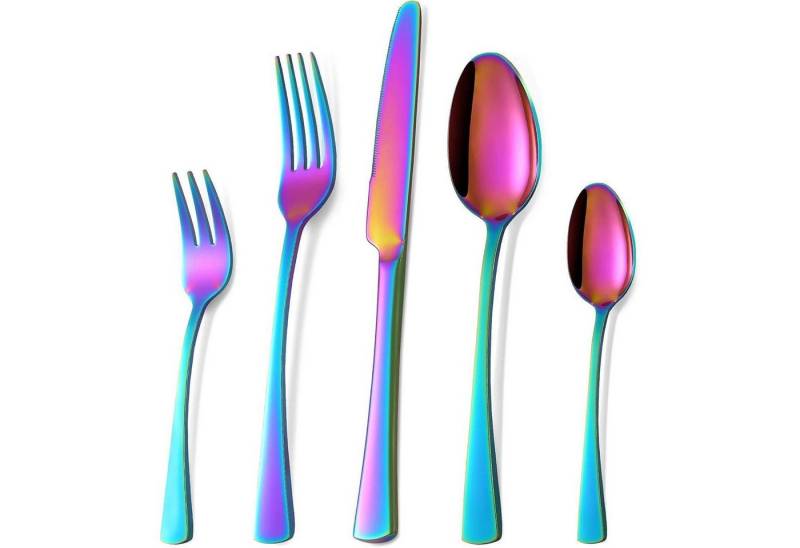 LuxusKollektion Kochbesteck-Set Besteckset Edelstahl Regenbogen 6er Messer 30 Teilig-bunte 30 teilig von LuxusKollektion