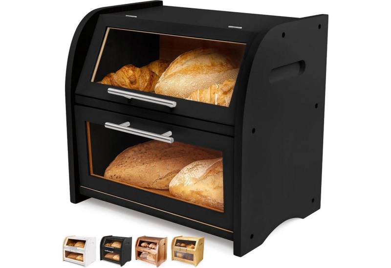 LuxusKollektion Kochbesteck-Set Brotkasten Akazie Holz Belüftung Sichtfenster 2 Regale Bamboo Black LuxusKollektion Kochbesteck-Set Brotkasten Akazie Holz Belüftung Sichtfenster 2 Regale Bamboo Black von LuxusKollektion