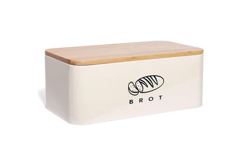LuxusKollektion Kochbesteck-Set Brotkasten XXL 14L Metall Bambusdeckel Schneidebrett Xxl beige 42cm von LuxusKollektion