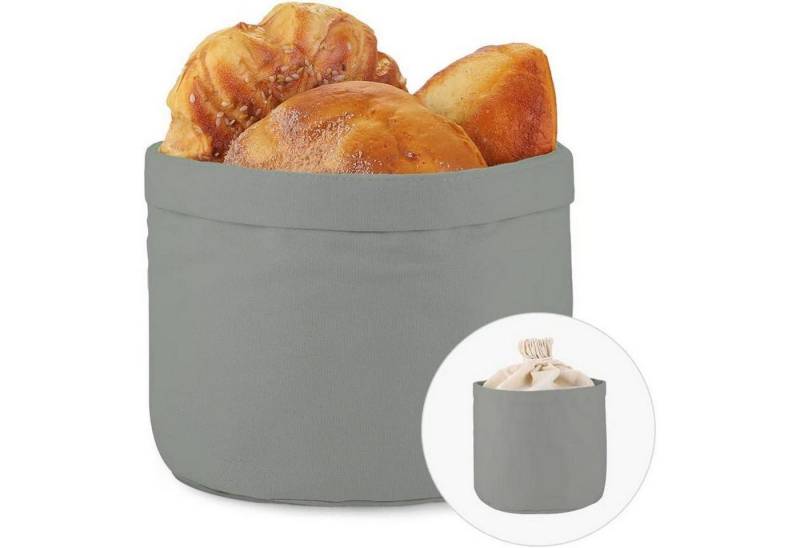 LuxusKollektion Kochbesteck-Set Brotkorb Brötchenkorb Baumwolle Kordelzug Ø 20 x 17 cm (Premium) Grau von LuxusKollektion