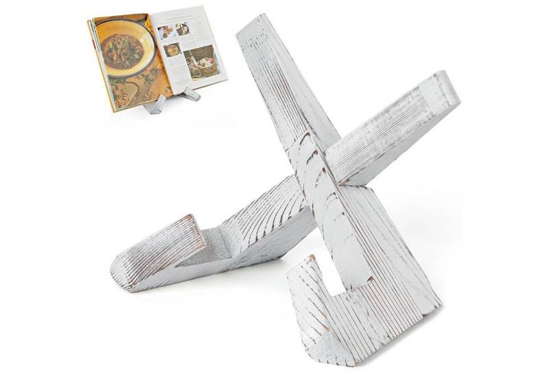 LuxusKollektion Kochbesteck-Set Buchständer Kochbuchhalter Holz Rezepthalter Rustikal Weiß LuxusKollektion Kochbesteck-Set Buchständer Kochbuchhalter Holz Rezepthalter Rustikal Weiß von LuxusKollektion