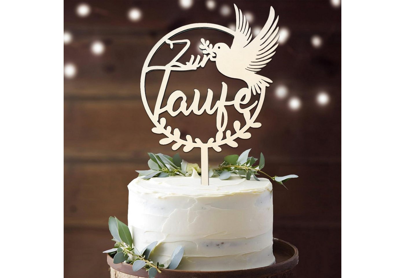 LuxusKollektion Kochbesteck-Set Cake Topper Holz Tortendeko Mädchen Junge Taufe von LuxusKollektion