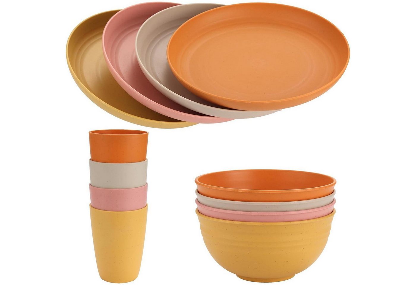 LuxusKollektion Kochbesteck-Set Camping Geschirrset 12teilig Teller Schüssel Tassen 12pcs Bunt 1 LuxusKollektion Kochbesteck-Set Camping Geschirrset 12teilig Teller Schüssel Tassen 12pcs Bunt 1 von LuxusKollektion