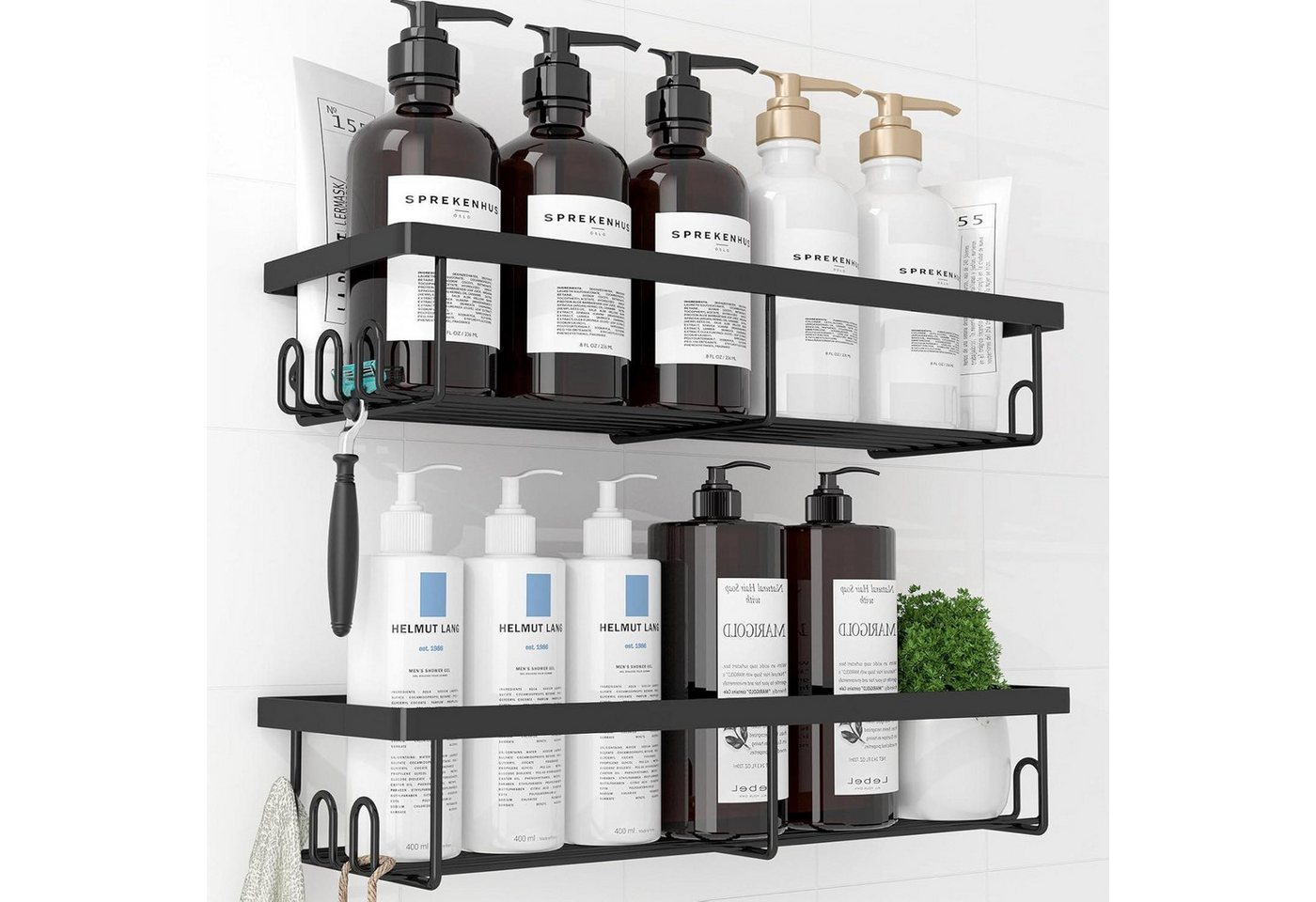 LuxusKollektion Kochbesteck-Set Duschablage ohne Bohren Edelstahl rostfrei X-Large Schwarz von LuxusKollektion