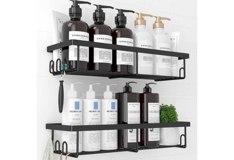 LuxusKollektion Kochbesteck-Set Duschablage ohne Bohren Edelstahl rostfrei X-Large Schwarz von LuxusKollektion