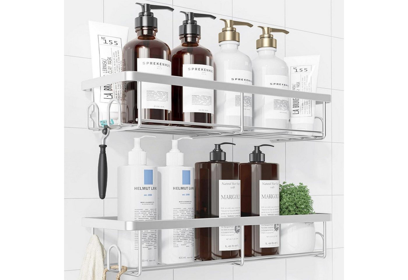 LuxusKollektion Kochbesteck-Set Duschablage ohne Bohren rostfrei Edelstahl Large Silver von LuxusKollektion