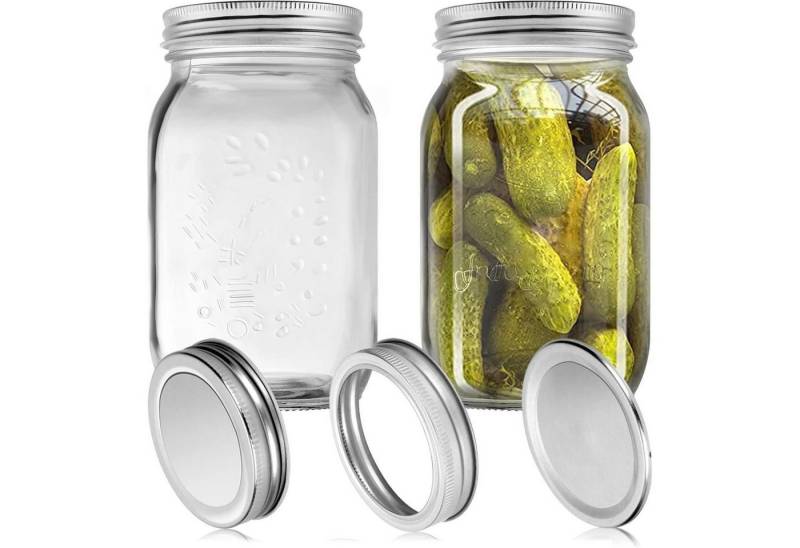 LuxusKollektion Kochbesteck-Set Einmachgläser 1L Vorratsgläser Deckel 2 Pack 1000ml with entra lids von LuxusKollektion