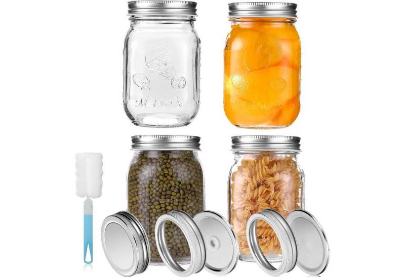 LuxusKollektion Kochbesteck-Set Einmachgläser Schraubdeckel Marmelade Gelee Overnight 4 Pack 450ml von LuxusKollektion