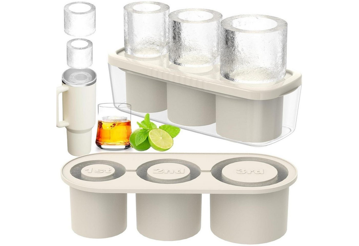 LuxusKollektion Kochbesteck-Set Eiswürfelform Silikon Deckel 3fach Tumbler 40oz Whisky F LuxusKollektion Kochbesteck-Set Eiswürfelform Silikon Deckel 3fach Tumbler 40oz Whisky F von LuxusKollektion