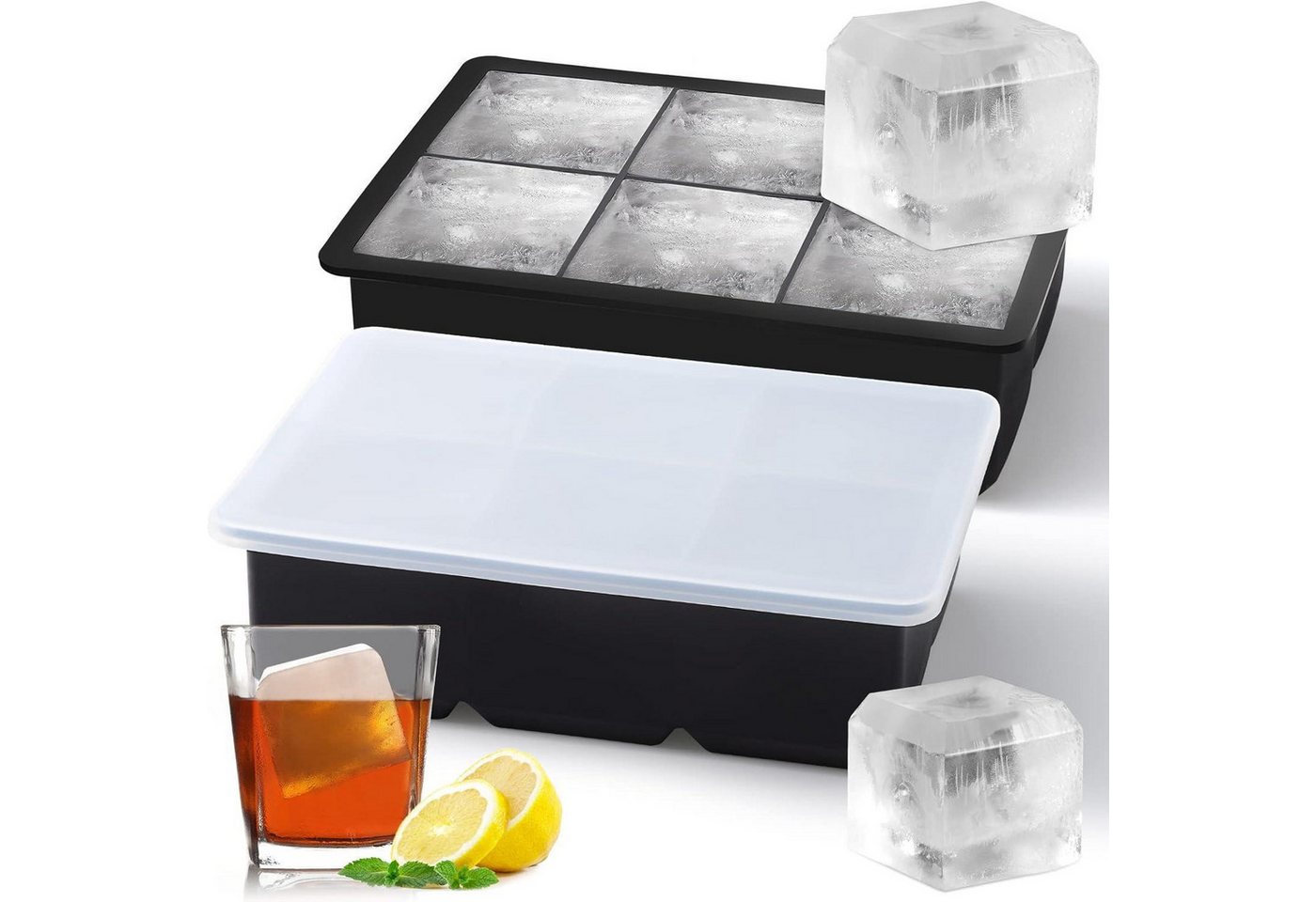 LuxusKollektion Kochbesteck-Set Eiswürfelform Silikon XXL 2er-pack 6 Eiswürfelform mit Deckel LuxusKollektion Kochbesteck-Set Eiswürfelform Silikon XXL 2er-pack 6 Eiswürfelform mit Deckel von LuxusKollektion