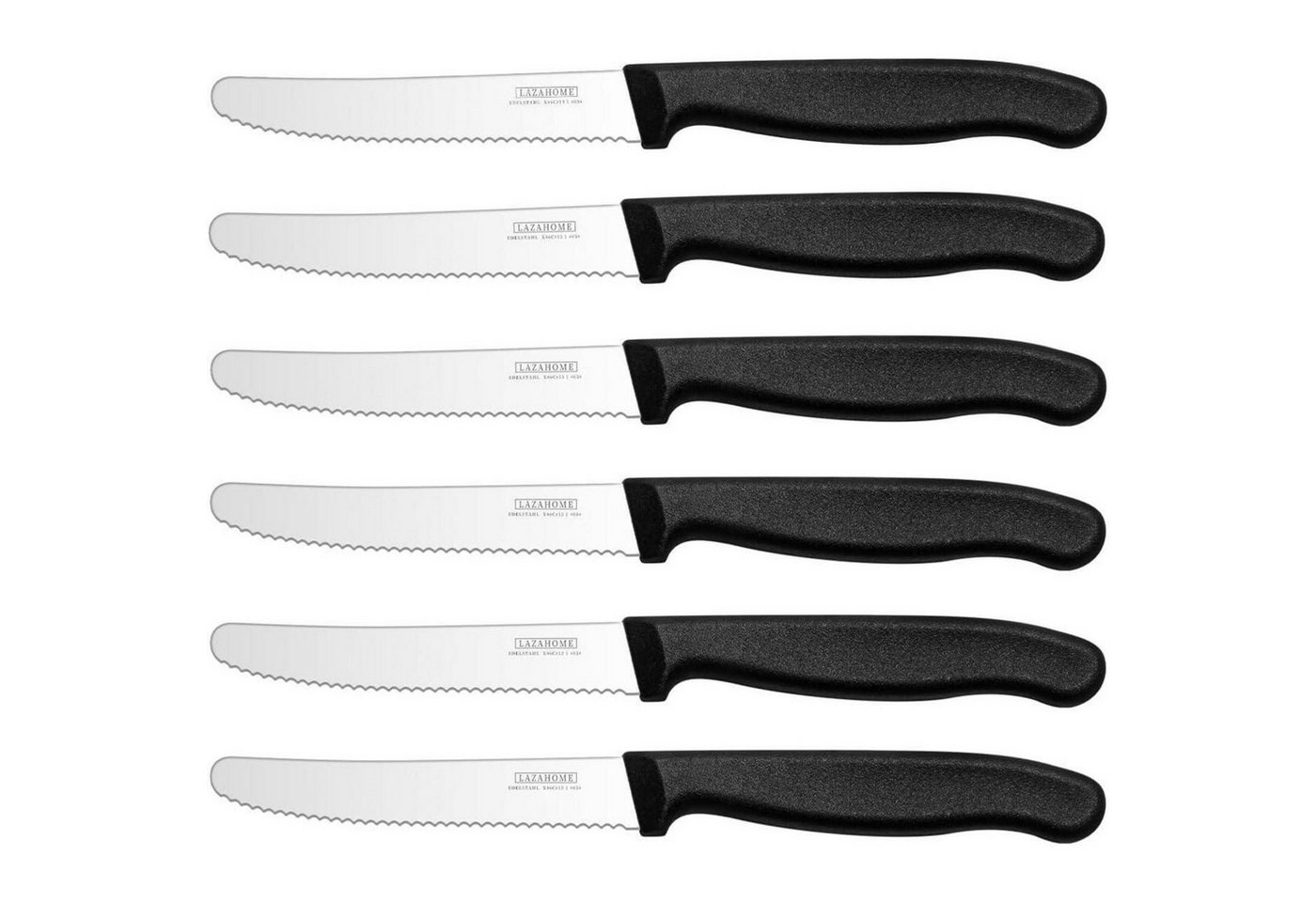 LuxusKollektion Kochbesteck-Set Frühstücksmesser Messerset Edelstahl Wellenschliff 6 Stück Schwarz LuxusKollektion Kochbesteck-Set Frühstücksmesser Messerset Edelstahl Wellenschliff 6 Stück Schwarz von LuxusKollektion