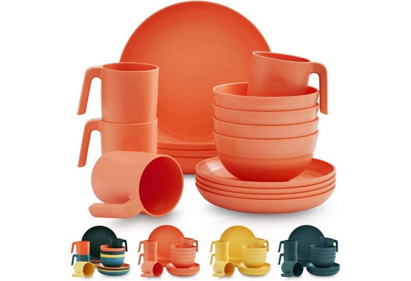 LuxusKollektion Kochbesteck-Set Geschirrset 16tlg Kunststoff unzerbrechlich BPAfrei Teller 4. Orange LuxusKollektion Kochbesteck-Set Geschirrset 16tlg Kunststoff unzerbrechlich BPAfrei Teller 4. Orange von LuxusKollektion