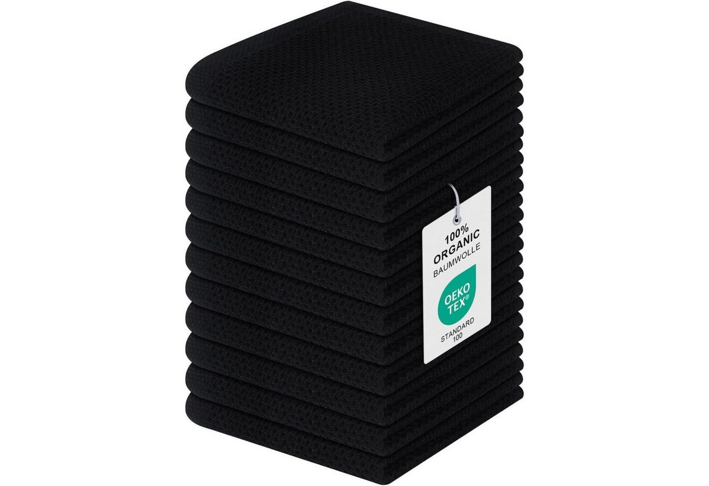 LuxusKollektion Kochbesteck-Set Geschirrtücher 12er Set Baumwolle 30 x 30cm (12 Stück) Schwarz von LuxusKollektion