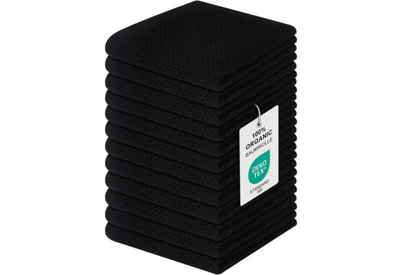 LuxusKollektion Kochbesteck-Set Geschirrtücher 12er Set Baumwolle 30 x 30cm (12 Stück) Schwarz von LuxusKollektion