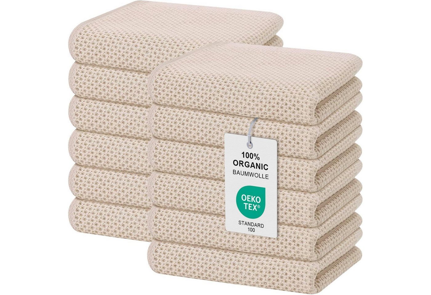LuxusKollektion Kochbesteck-Set Geschirrtücher Baumwolle 12er 32 x 72cm (12 Stück) Beige von LuxusKollektion