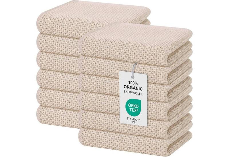 LuxusKollektion Kochbesteck-Set Geschirrtücher Baumwolle 12er 32 x 72cm (12 Stück) Beige von LuxusKollektion