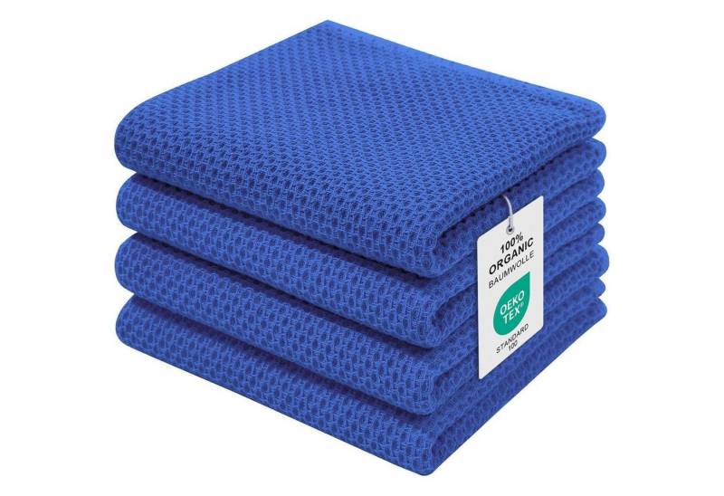 LuxusKollektion Kochbesteck-Set Geschirrtücher Baumwolle 4er 32 x 72 cm 32 x 72cm (4 Stück) Blau von LuxusKollektion