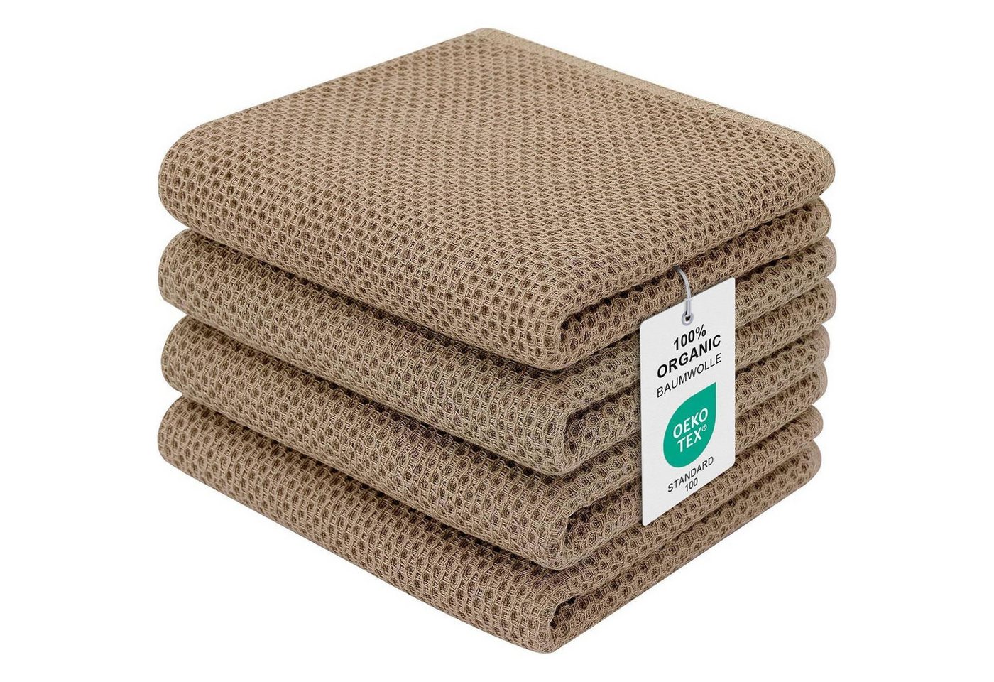 LuxusKollektion Kochbesteck-Set Geschirrtücher Baumwolle 4er 32 x 72cm (4 Stück) Bräunlich von LuxusKollektion