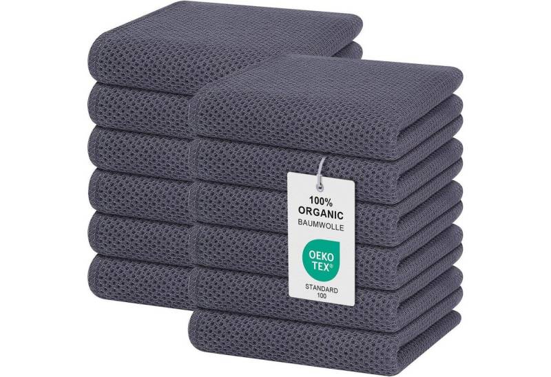 LuxusKollektion Kochbesteck-Set Geschirrtücher Baumwolle Saugfähig 32 x 72cm (12 Stück) Dunkelgrau von LuxusKollektion