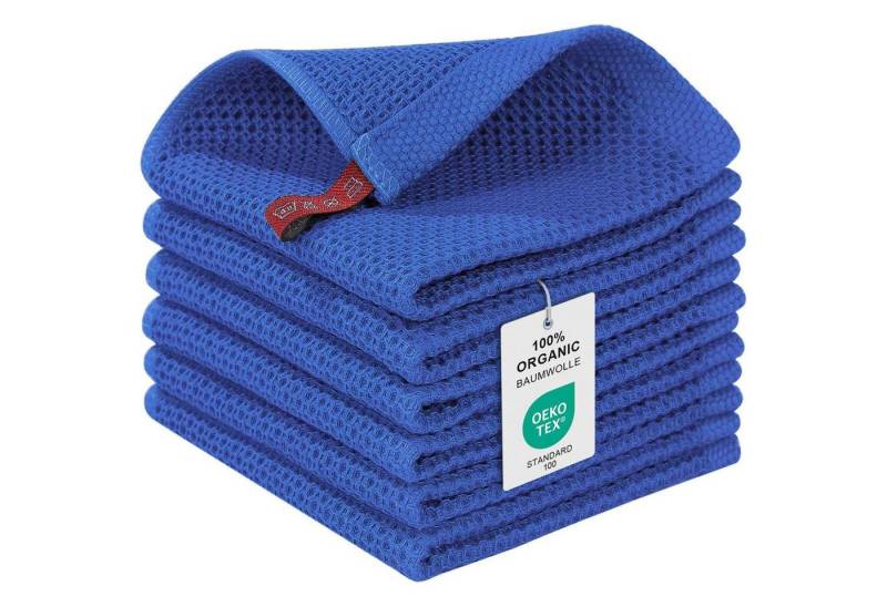 LuxusKollektion Kochbesteck-Set Geschirrtücher Baumwolle saugfähig 30 x 30cm (6 Stück) Blau von LuxusKollektion
