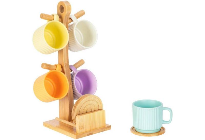 LuxusKollektion Kochbesteck-Set Gewürzregal Stecktafel 2 Bambus Natur mit 4 Untersetzern 1 Stück von LuxusKollektion