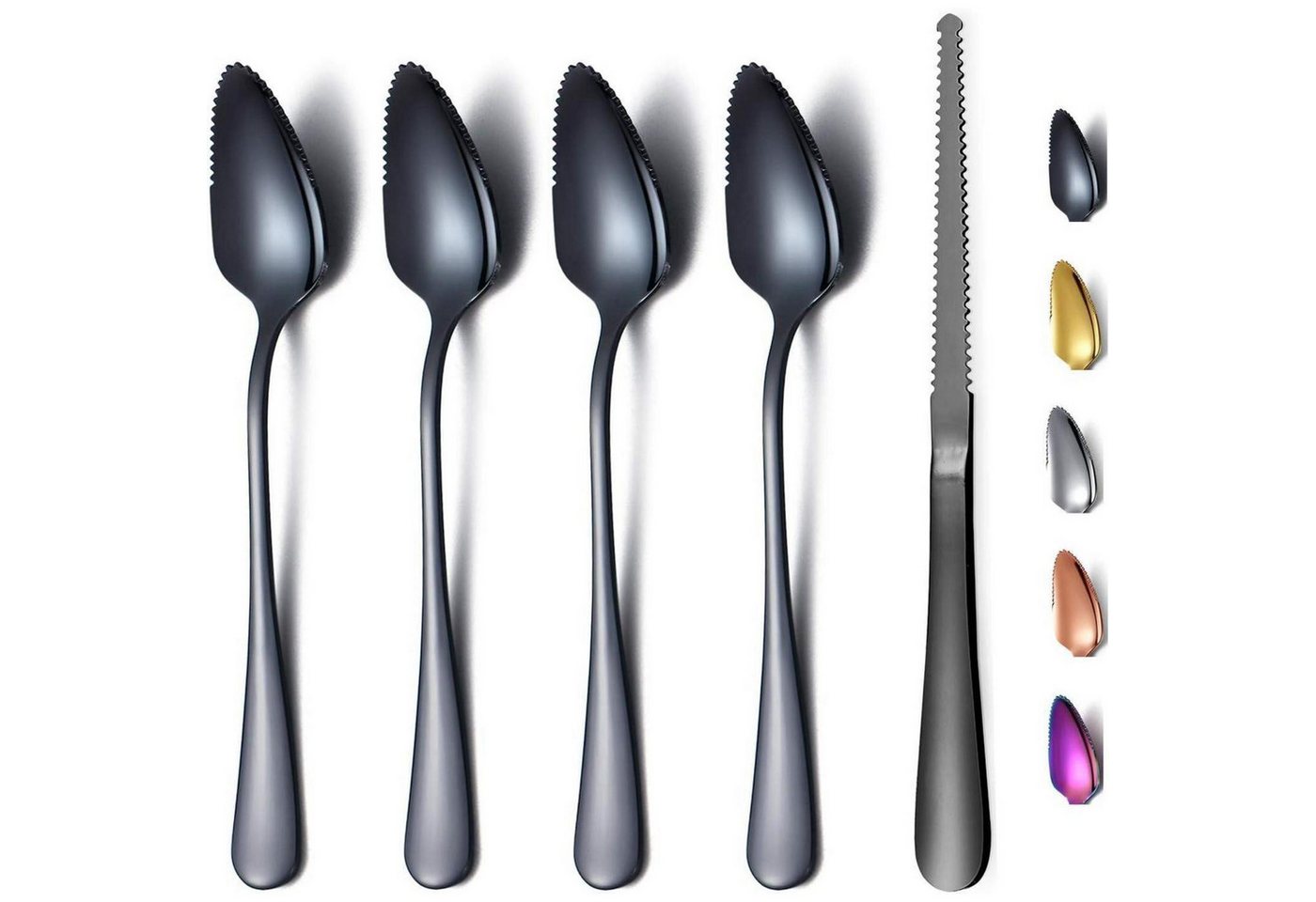 LuxusKollektion Kochbesteck-Set Grapefruitlöffel 5teilig schwarz Edelstahl Messer Titan 3 Schwarz LuxusKollektion Kochbesteck-Set Grapefruitlöffel 5teilig schwarz Edelstahl Messer Titan 3 Schwarz von LuxusKollektion