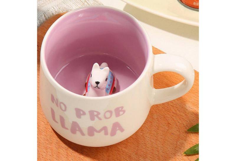 LuxusKollektion Kochbesteck-Set Kaffeetasse Alpaka 3D Alpaka Tasse mit Löffel & Untersetzer von LuxusKollektion