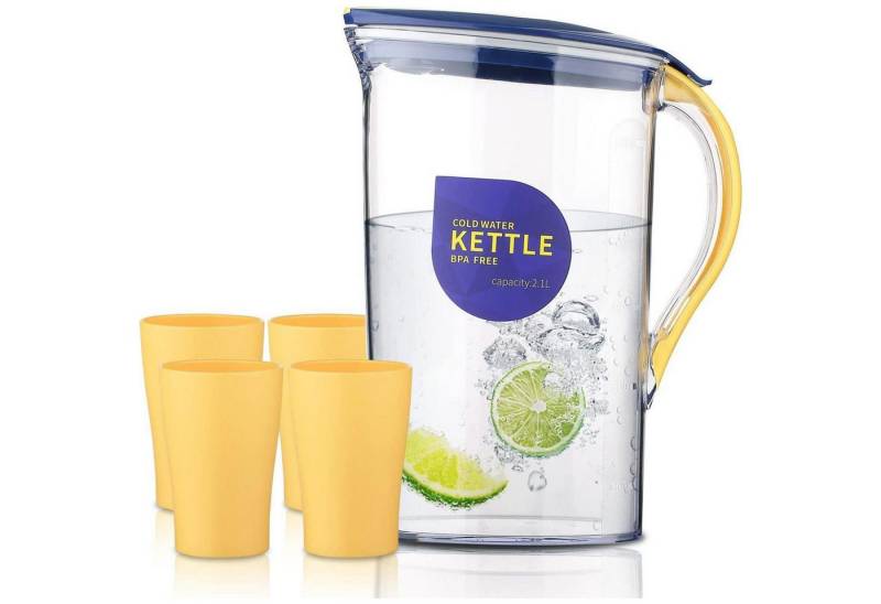 LuxusKollektion Kochbesteck-Set Karaffe 2,1L Deckel BPAfrei Transparent 4. Gelb + 4 Tassen LuxusKollektion Kochbesteck-Set Karaffe 2,1L Deckel BPAfrei Transparent 4. Gelb + 4 Tassen von LuxusKollektion