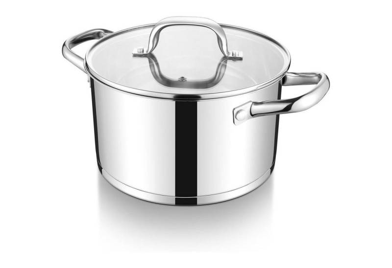 LuxusKollektion Kochbesteck-Set Kochtopf 22cm Edelstahl Induktion Glasdeckel 3lagig 1 22cm von LuxusKollektion