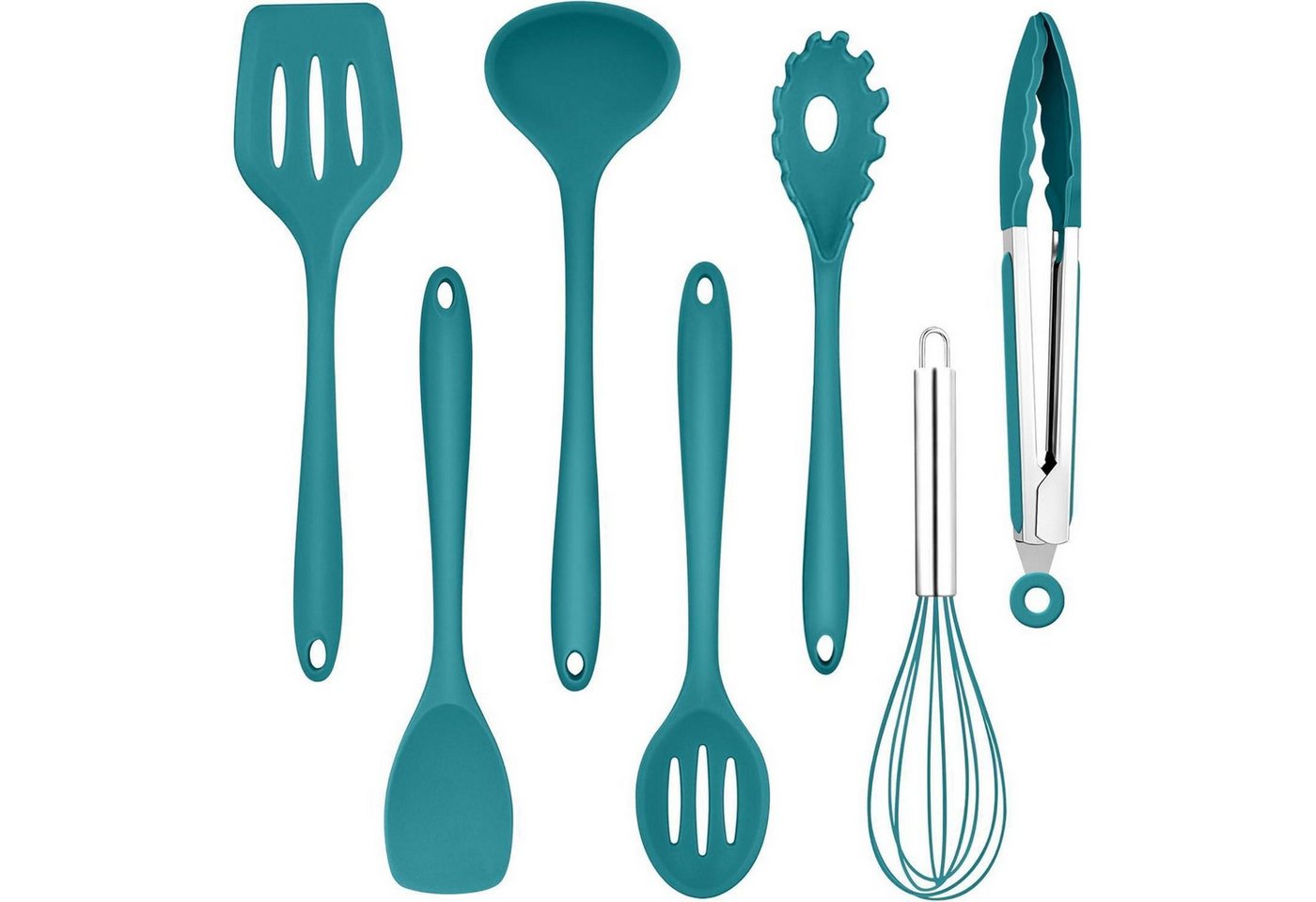 LuxusKollektion Kochbesteck-Set Küchenhelfer Set 7teilig Kochgeschirr Kochbesteck Blau Silikon von LuxusKollektion