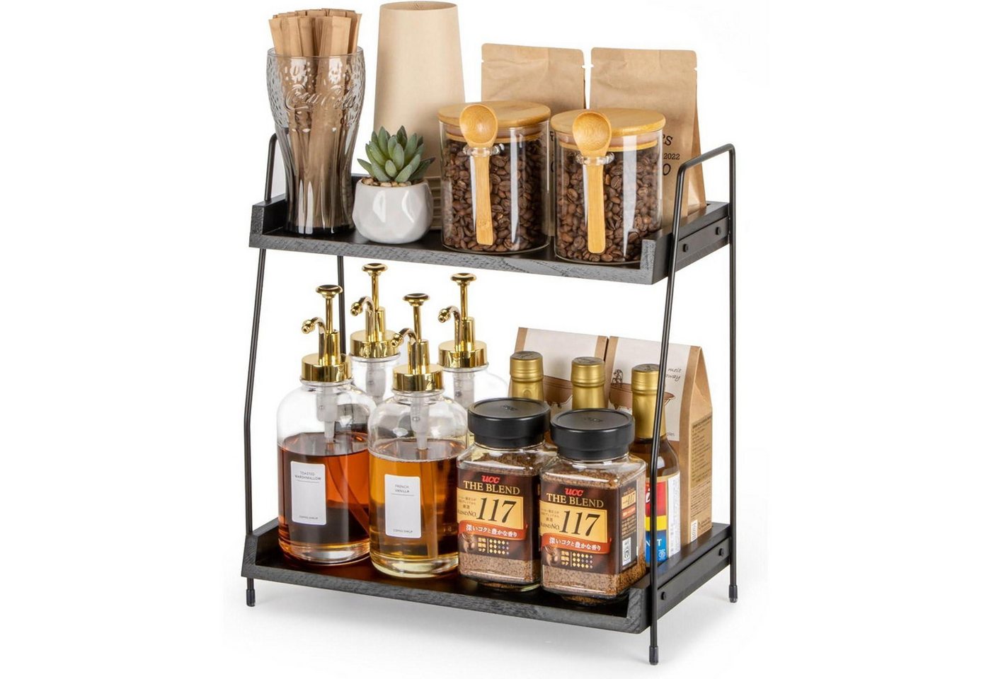 LuxusKollektion Kochbesteck-Set Küchenregal Kaffee Organizer Holz 2 Tier Kaffeebar Büro Schwarz LuxusKollektion Kochbesteck-Set Küchenregal Kaffee Organizer Holz 2 Tier Kaffeebar Büro Schwarz von LuxusKollektion