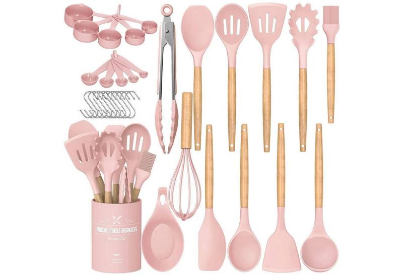LuxusKollektion Kochbesteck-Set Küchenutensilien Set Silikon Spachtel Holzgriff Pink LuxusKollektion Kochbesteck-Set Küchenutensilien Set Silikon Spachtel Holzgriff Pink von LuxusKollektion
