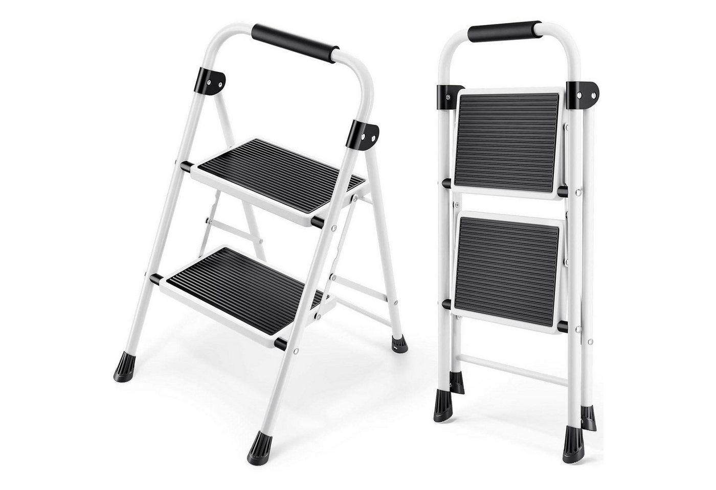 LuxusKollektion Kochbesteck-Set Leiter 2 Stufen Trittleiter 2 Stufen mit handläufen Weiß von LuxusKollektion