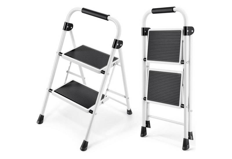 LuxusKollektion Kochbesteck-Set Leiter 2 Stufen Trittleiter 2 Stufen mit handläufen Weiß von LuxusKollektion