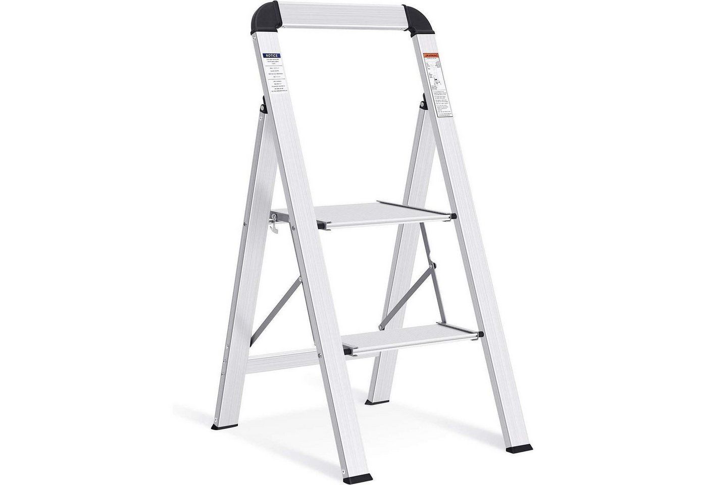 LuxusKollektion Kochbesteck-Set Leiter Aluminium 2 Stufen Klappbar Handlauf 150kg Silber 2 Stufen von LuxusKollektion