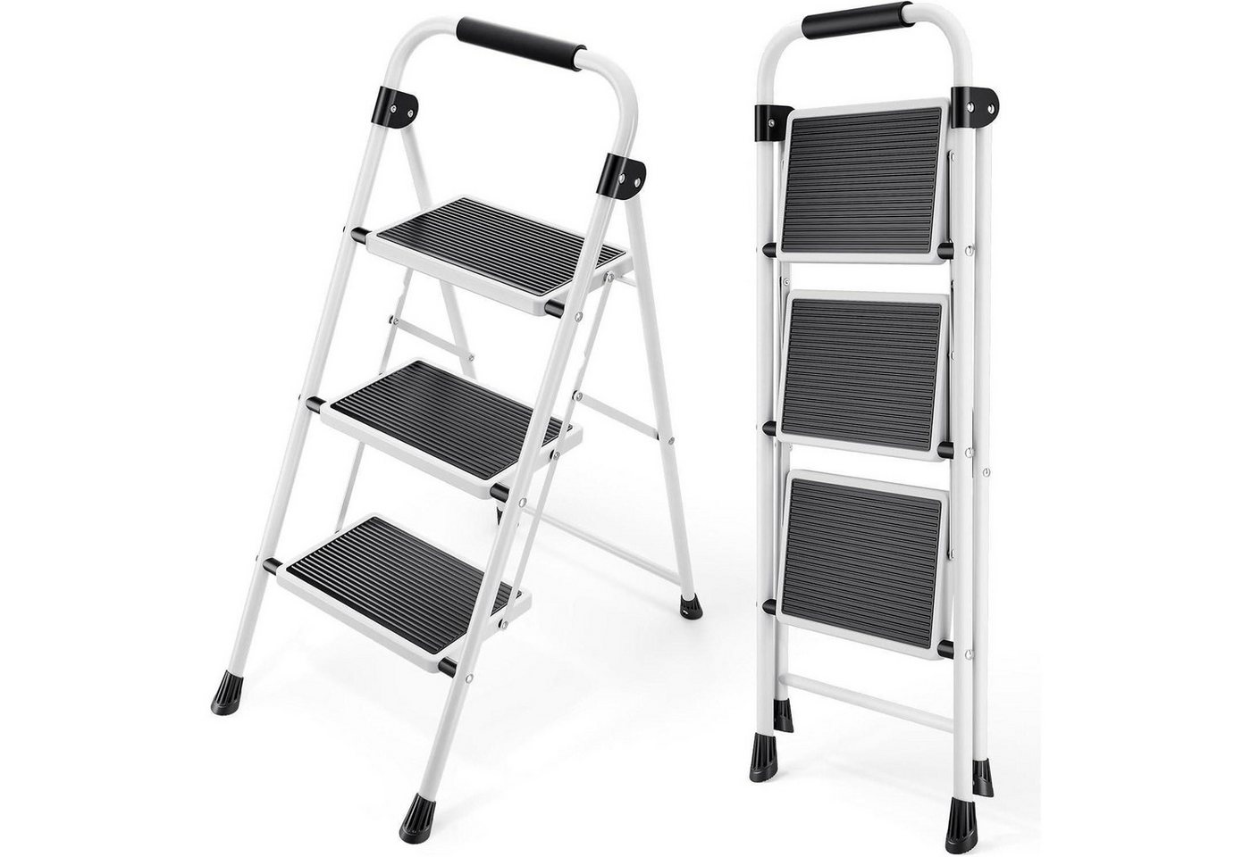 LuxusKollektion Kochbesteck-Set Leiter Klappleiter Tritthocker Antirutsch 3 Stufen mit handläufen Weiß von LuxusKollektion