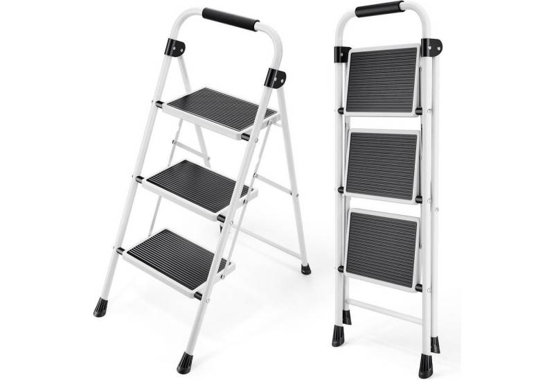 LuxusKollektion Kochbesteck-Set Leiter Klappleiter Tritthocker Antirutsch 3 Stufen mit handläufen Weiß von LuxusKollektion
