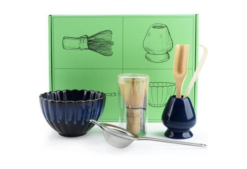 LuxusKollektion Kochbesteck-Set Matcha Set Keramik Schneebesen Löffel Edelstahlsieb Blue-as1 LuxusKollektion Kochbesteck-Set Matcha Set Keramik Schneebesen Löffel Edelstahlsieb Blue-as1 von LuxusKollektion
