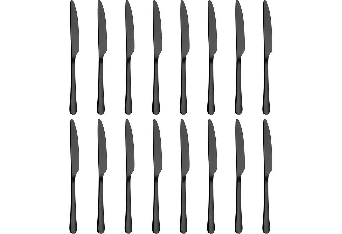 LuxusKollektion Kochbesteck-Set Messer 16 Stück Edelstahl Schwarzer runder Griff (gute Qualität) von LuxusKollektion