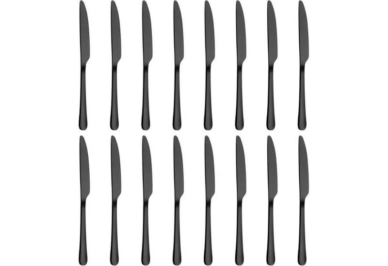 LuxusKollektion Kochbesteck-Set Messer 16 Stück Edelstahl Schwarzer runder Griff (gute Qualität) von LuxusKollektion