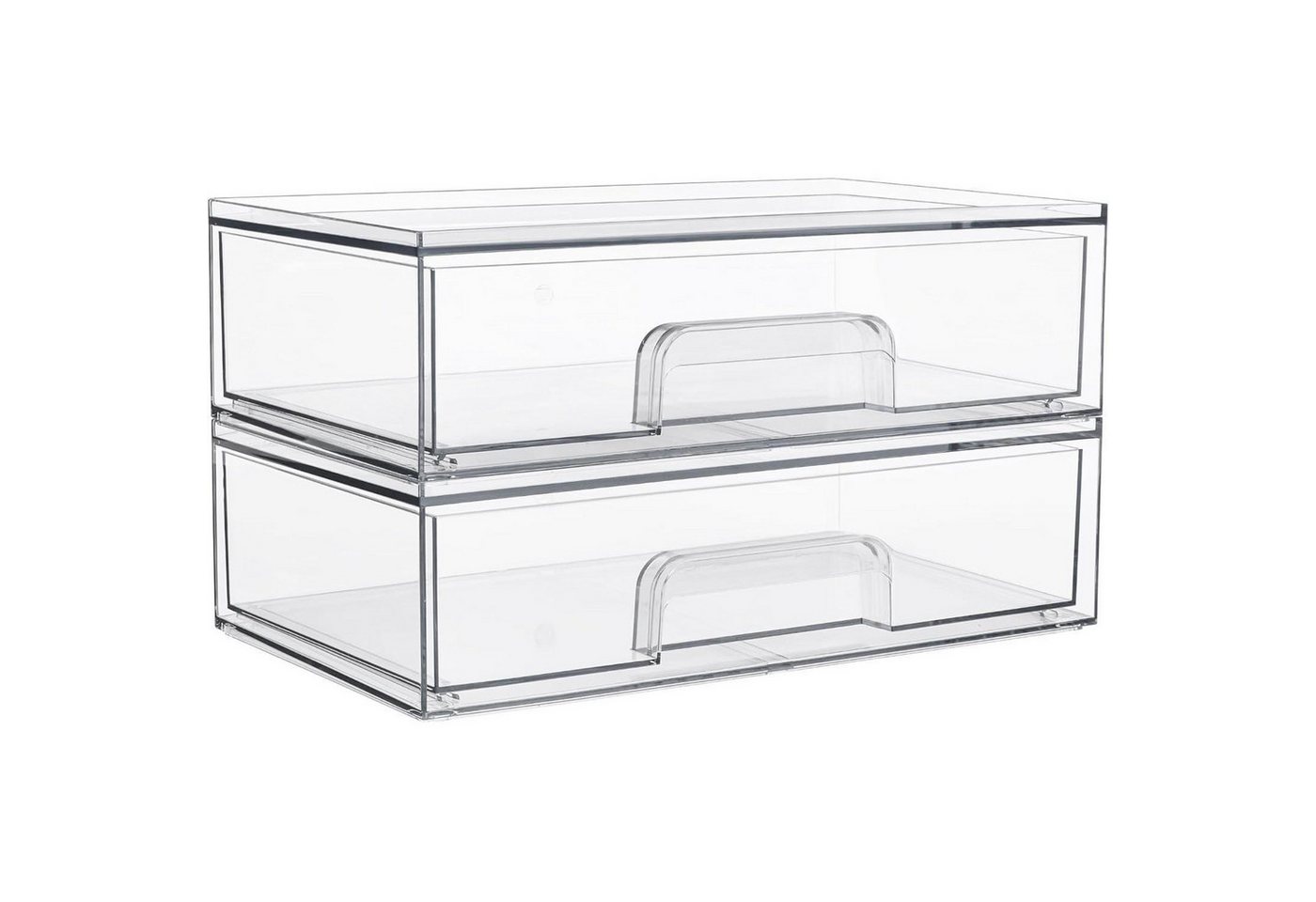 LuxusKollektion Kochbesteck-Set Organizer 3 Schubladen Clear Schminktisch Transparent 2 Pack-Breit von LuxusKollektion