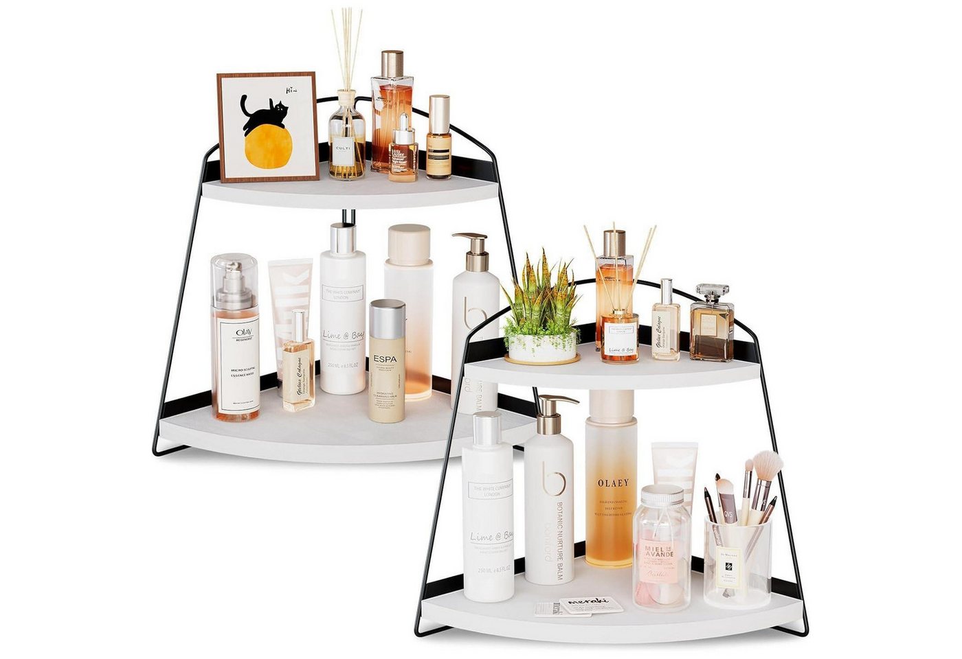 LuxusKollektion Kochbesteck-Set Organizer Eckregal 2 Etagen Küche Badezimmer Kosmetik Weiß 2 von LuxusKollektion