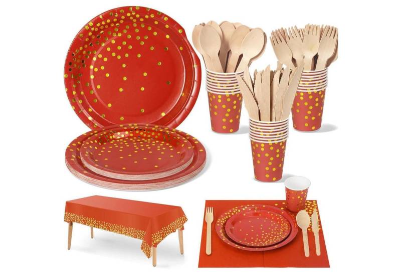 LuxusKollektion Kochbesteck-Set Partygeschirr Kindergeburtstag 141Stück Teller Becher Burgund Gold LuxusKollektion Kochbesteck-Set Partygeschirr Kindergeburtstag 141Stück Teller Becher Burgund Gold von LuxusKollektion