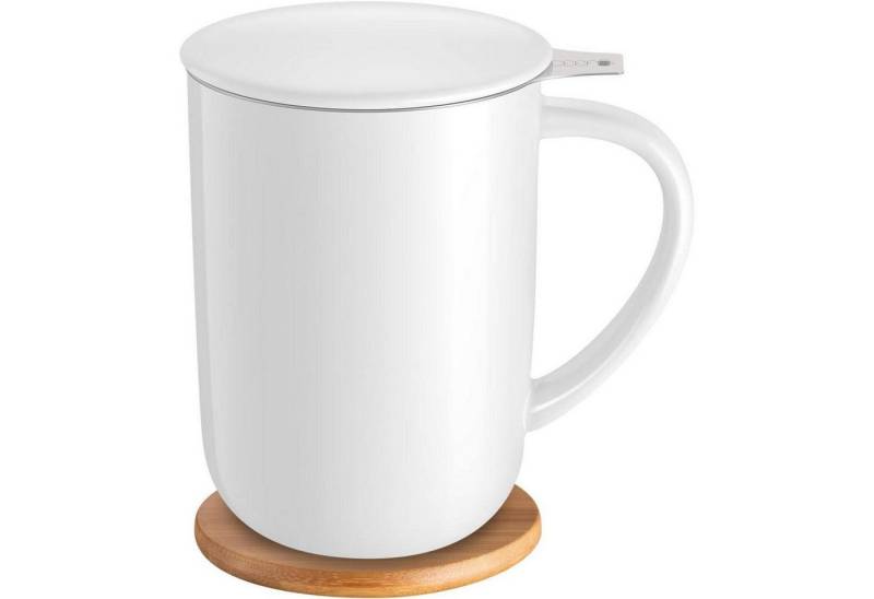 LuxusKollektion Kochbesteck-Set Porzellan Teetasse Filter Deckel Untersetzer 473ml Tee Weiß von LuxusKollektion