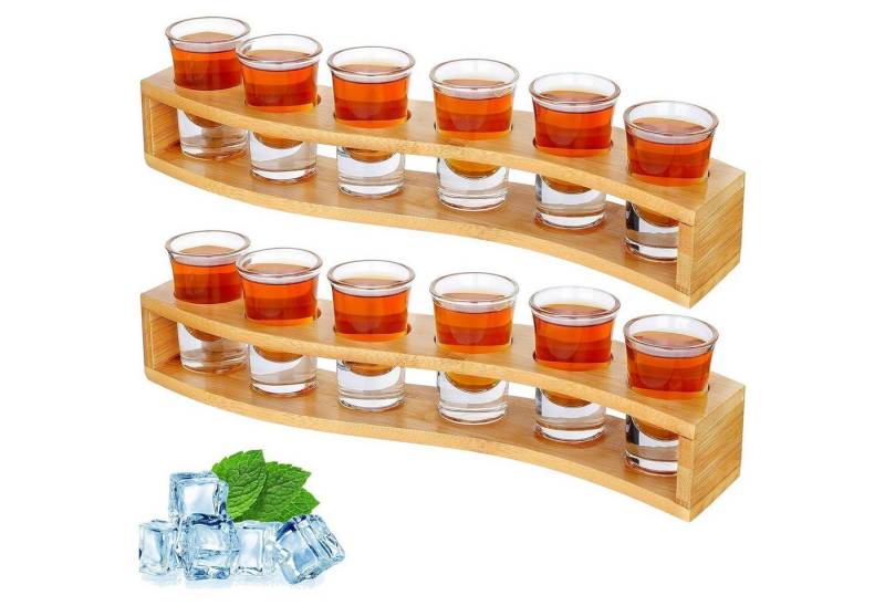LuxusKollektion Kochbesteck-Set Schnapsgläser 12er Set 30ml Kristall Halter Tablett Transparent von LuxusKollektion