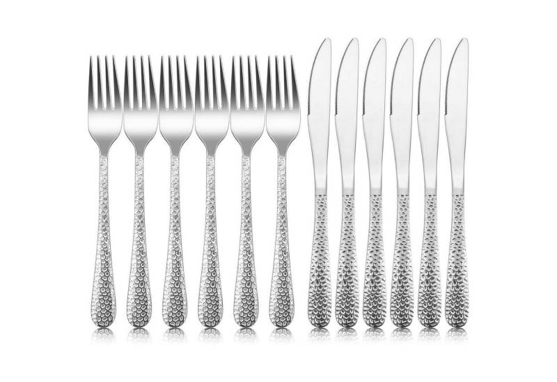 LuxusKollektion Kochbesteck-Set Steakbesteck Edelstahl 12tlg Messer Gabeln 12 Geschmiedeter Griff von LuxusKollektion